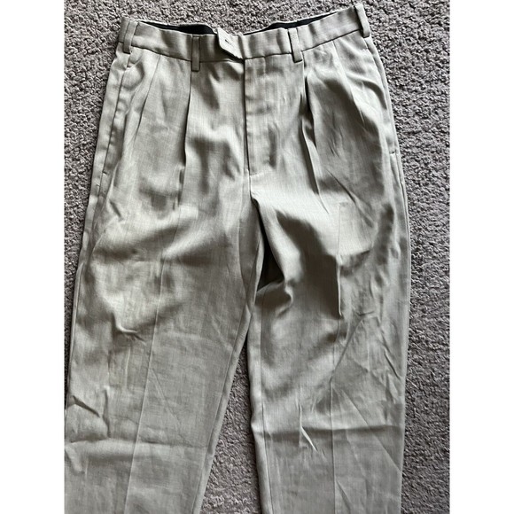 Perry Ellis Portfolio Pleated Front Dress Pant Size 33x30 Cuffed Gray Nice - Picture 2 of 5